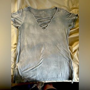 Soft and sexy blue and white wash shirt by American eagle outfitters.